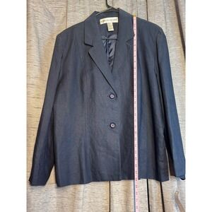 Adolfo Studio Women's 18W Navy Blue‎ Linen Blend Blazer Jacket
